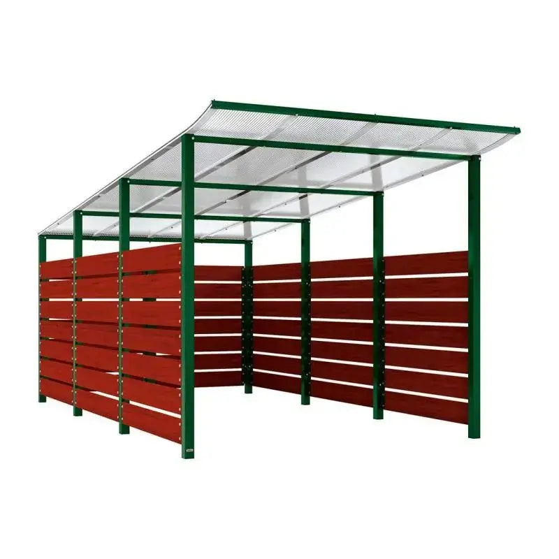 Abri conteneurs modulo-Vert-4 800 mm-bois lasuré Acajou-2500 mm