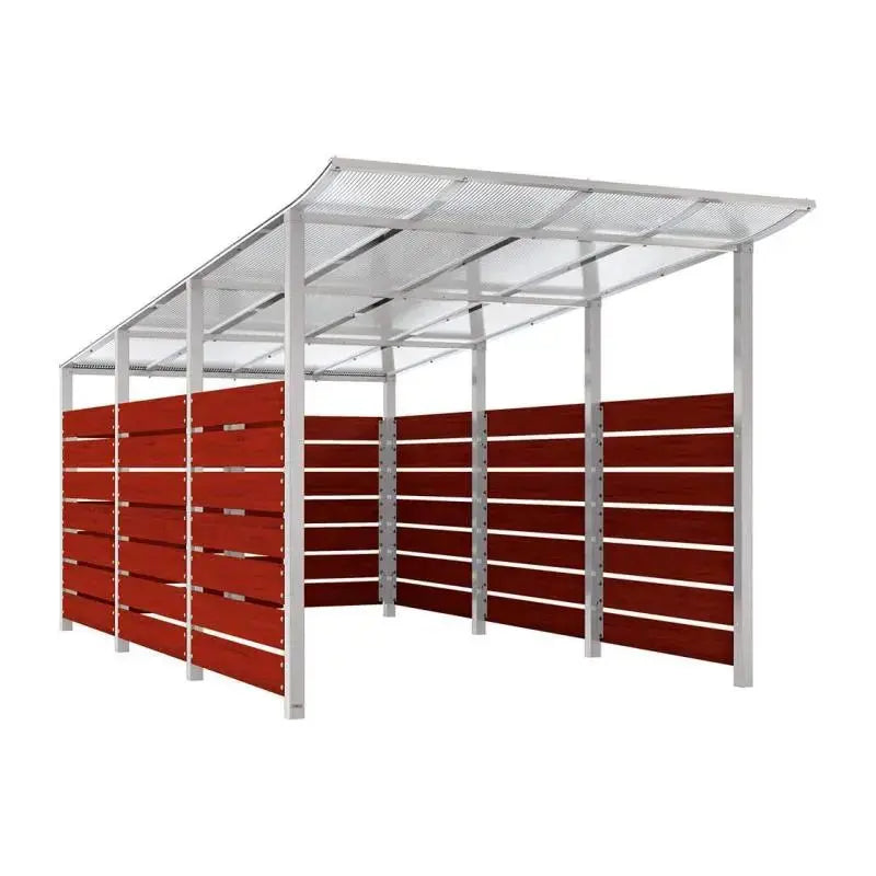 Abri conteneurs modulo-Gris clair-4 800 mm-bois lasuré Acajou-2500 mm