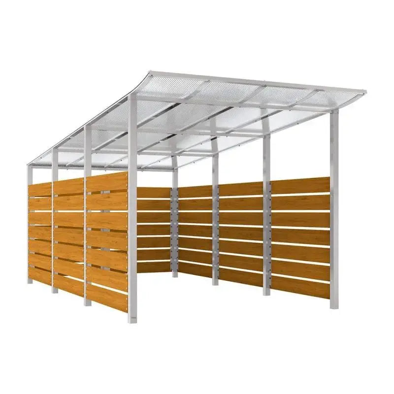 Abri conteneurs modulo-Gris clair-4 800 mm-bois lasuré Chêne clair-2500 mm