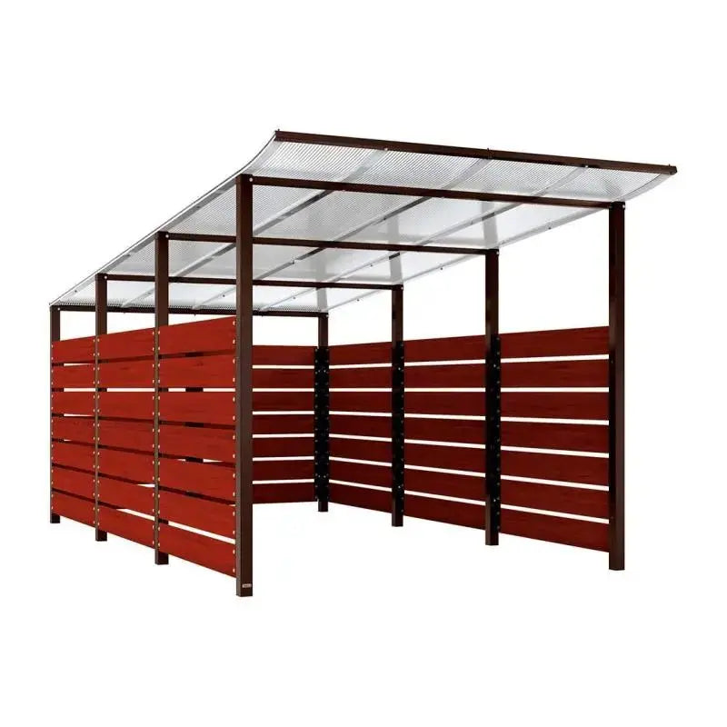 Abri conteneurs modulo-Marron-4 800 mm-bois lasuré Acajou-2500 mm