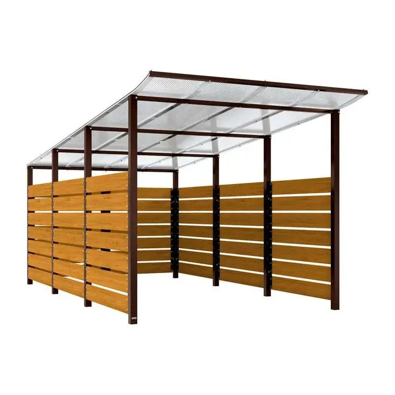 Abri conteneurs modulo-Marron-4 800 mm-bois lasuré Chêne clair-2500 mm