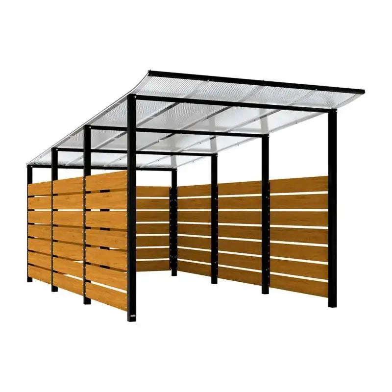 Abri conteneurs modulo-Noir-4 800 mm-bois lasuré Chêne clair-2500 mm