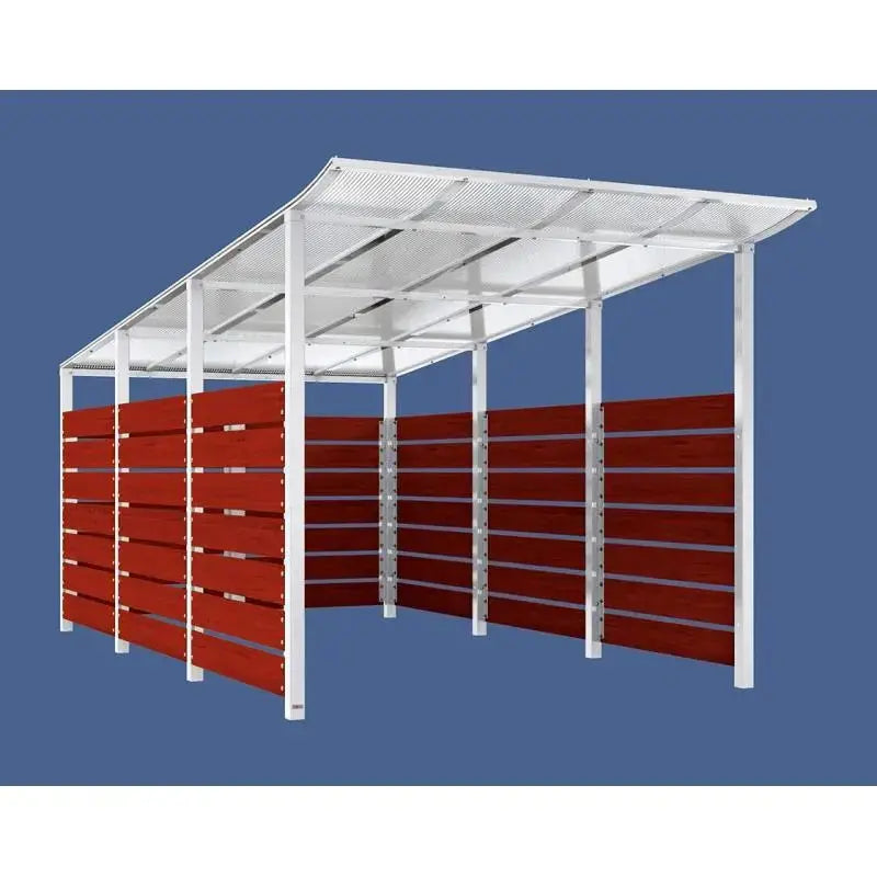 Abri conteneurs modulo-Blanc-4 800 mm-bois lasuré Acajou-2500 mm