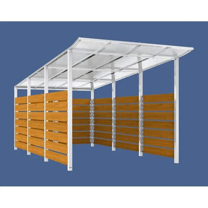 Abri conteneurs modulo-Blanc-4 800 mm-bois lasuré Chêne clair-2500 mm