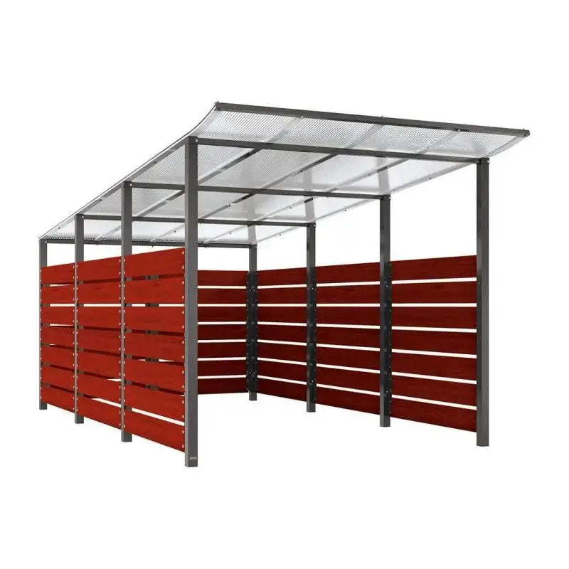 Abri conteneurs modulo-Gris city-4 800 mm-bois lasuré Acajou-2500 mm