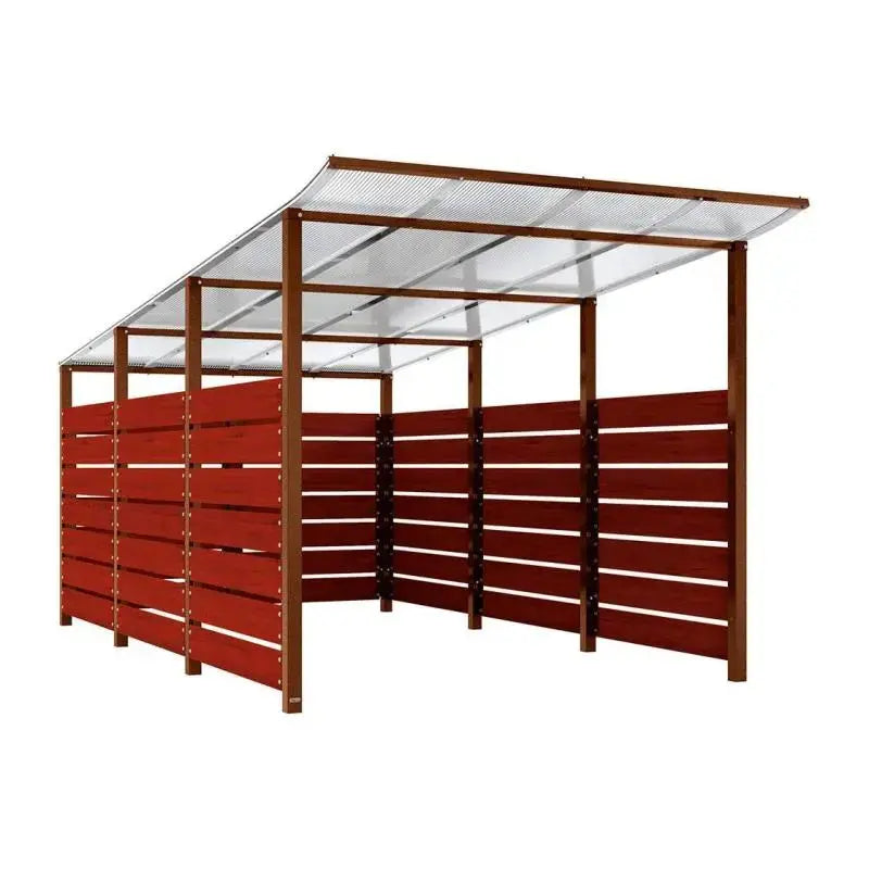 Abri conteneurs modulo-Corten-4 800 mm-bois lasuré Acajou-2500 mm