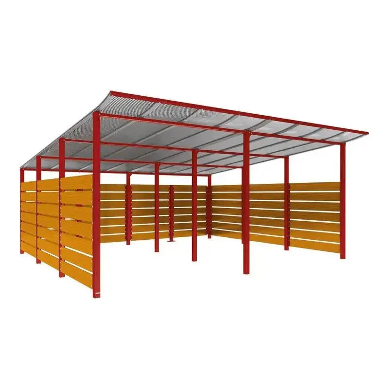 Abri conteneurs modulo-Bordeaux-4 800 mm-bois lasuré Chêne clair-5000 mm