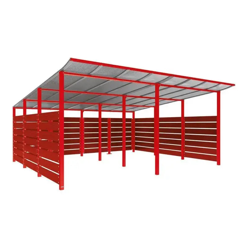 Abri conteneurs modulo-Rouge-4 800 mm-bois lasuré Acajou-5000 mm