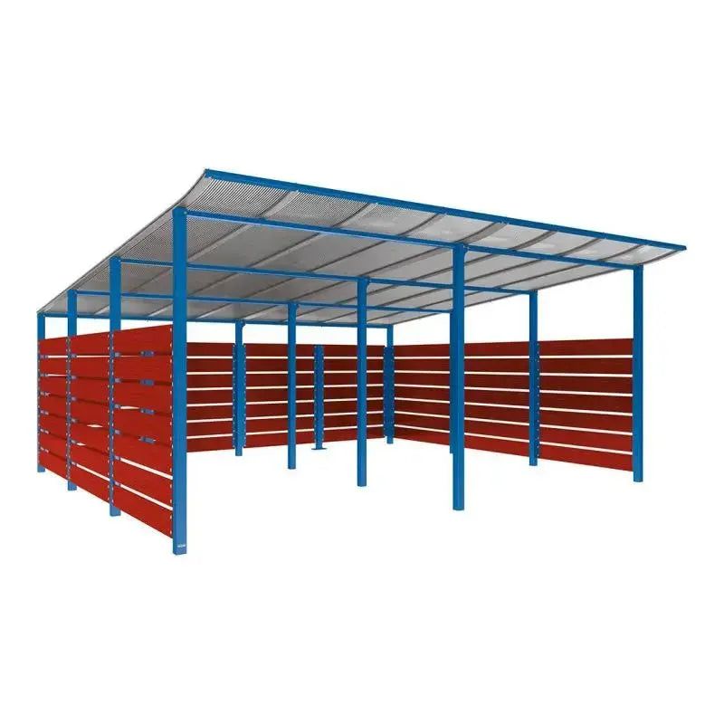 Abri conteneurs modulo-Bleu-4 800 mm-bois lasuré Acajou-5000 mm
