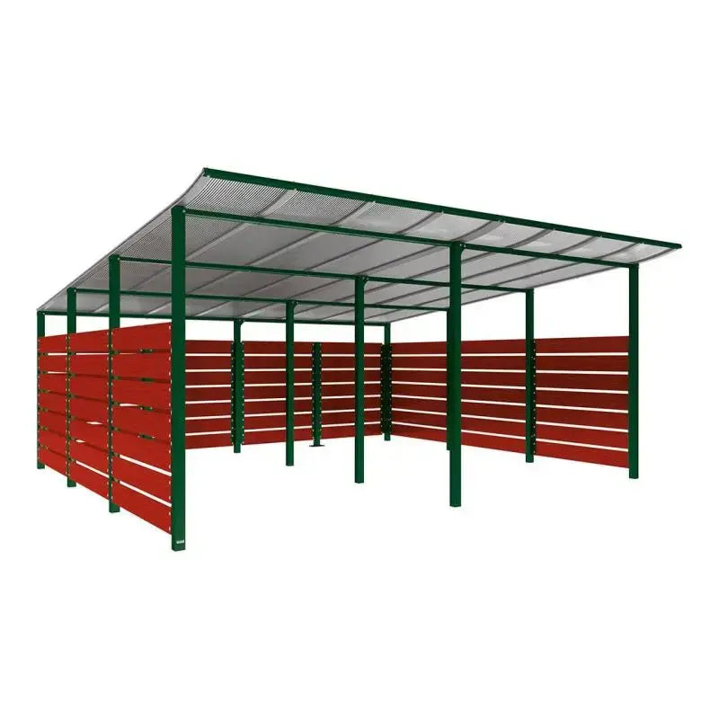 Abri conteneurs modulo-Vert-4 800 mm-bois lasuré Acajou-5000 mm