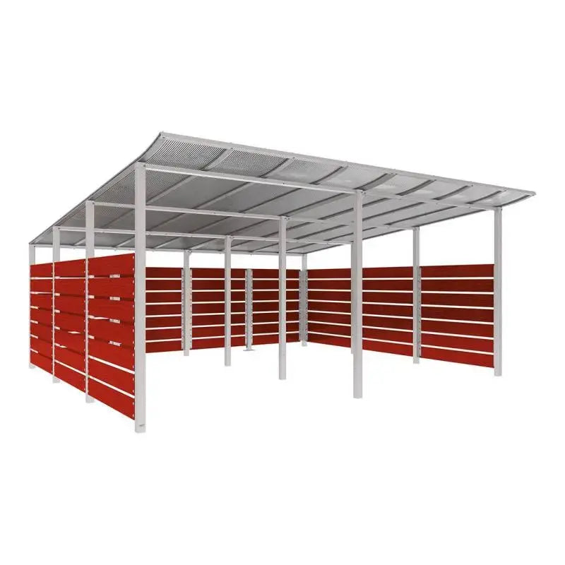 Abri conteneurs modulo-Gris clair-4 800 mm-bois lasuré Acajou-5000 mm