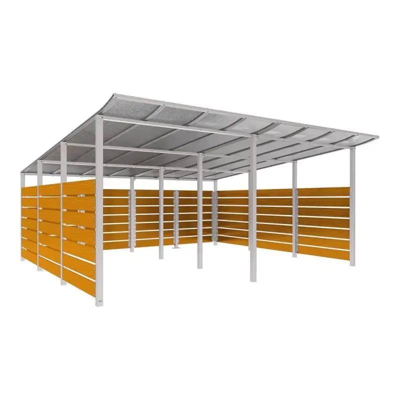 Abri conteneurs modulo-Gris clair-4 800 mm-bois lasuré Chêne clair-5000 mm