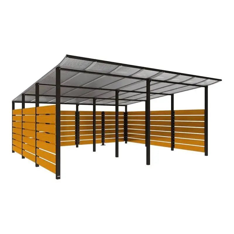 Abri conteneurs modulo-Noir-4 800 mm-bois lasuré Chêne clair-5000 mm