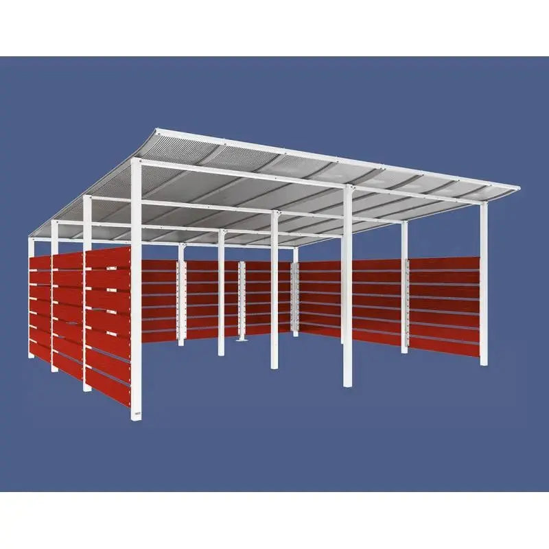 Abri conteneurs modulo-Blanc-4 800 mm-bois lasuré Acajou-5000 mm
