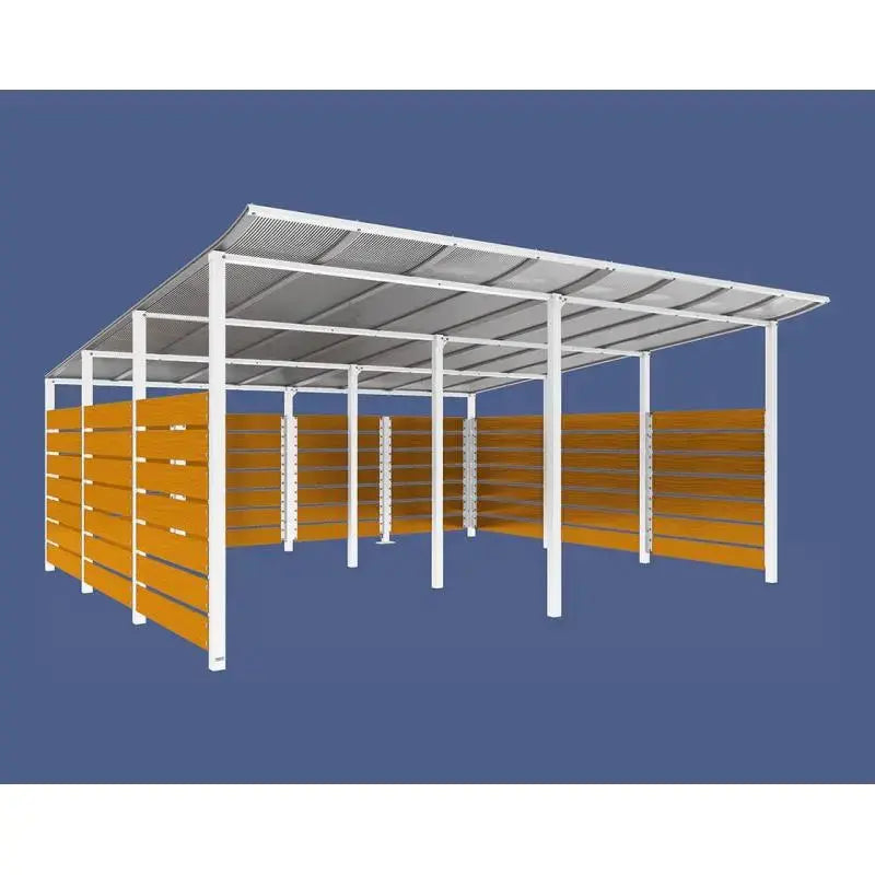 Abri conteneurs modulo-Blanc-4 800 mm-bois lasuré Chêne clair-5000 mm