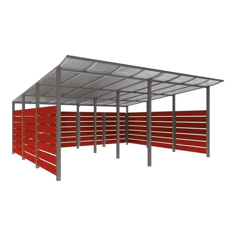 Abri conteneurs modulo-Gris city-4 800 mm-bois lasuré Acajou-5000 mm
