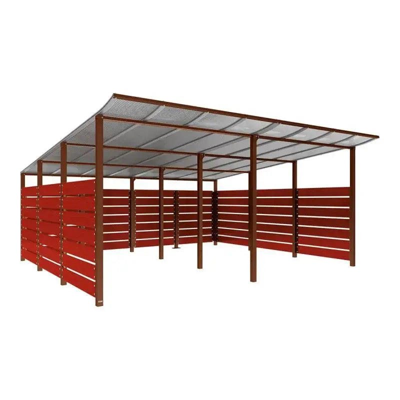 Abri conteneurs modulo-Corten-4 800 mm-bois lasuré Acajou-5000 mm