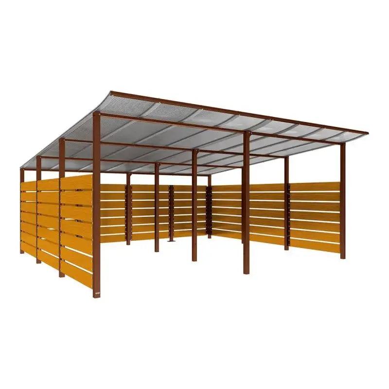 Abri conteneurs modulo-Corten-4 800 mm-bois lasuré Chêne clair-5000 mm