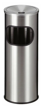 Cendrier-corbeille rond en inox 9 litres Ø 24 cm avec liner métal, Vepa Bins – France Collectivités