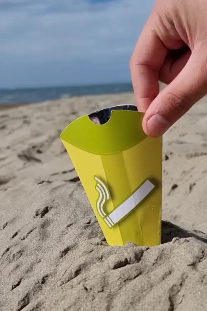 Cendrier de poche compact réutilisable en carton recyclable avec forme conique pour sable et extérieur