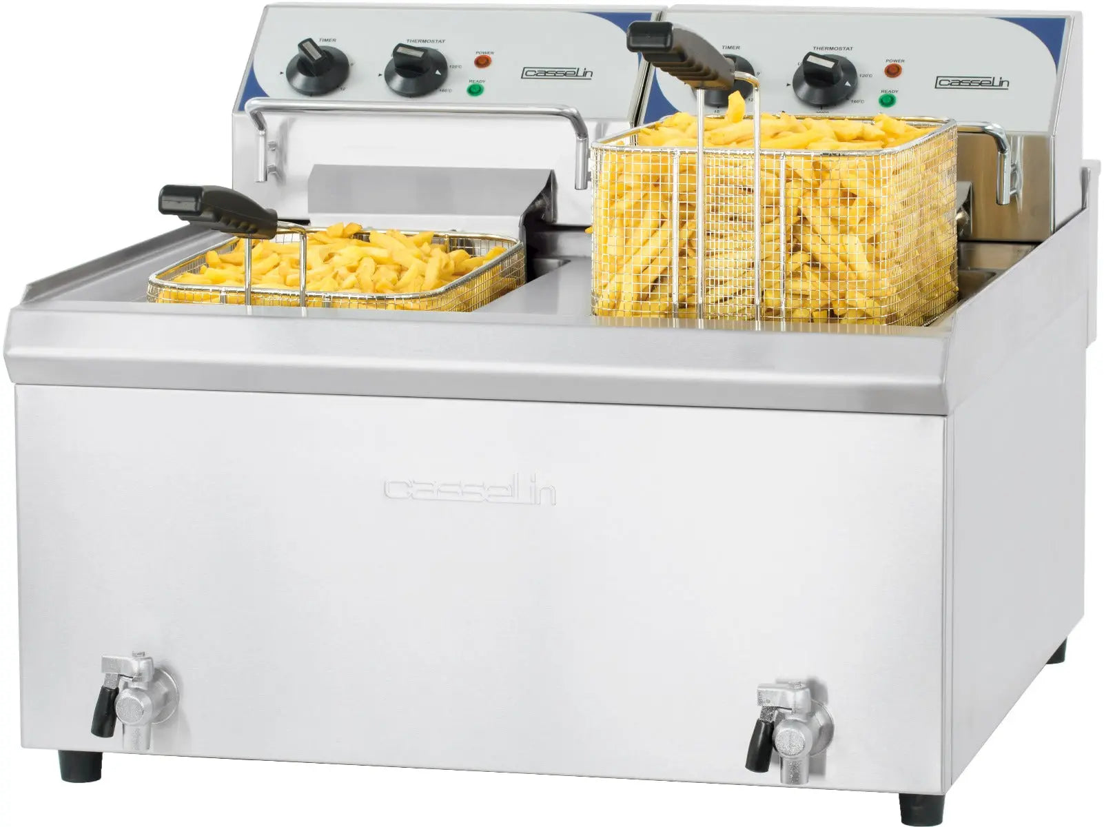Friteuse électrique avec vanne de vidange 2 x 10 litres haut rendement Casselin