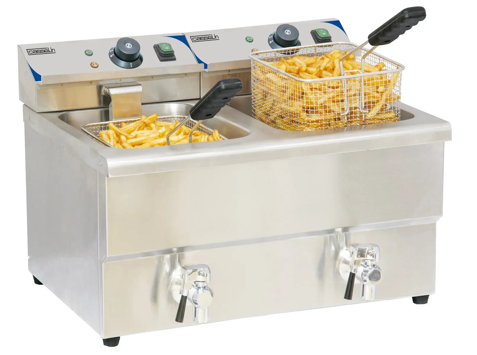 Friteuse électrique avec vanne de vidange 2 x 8 litres Casselin