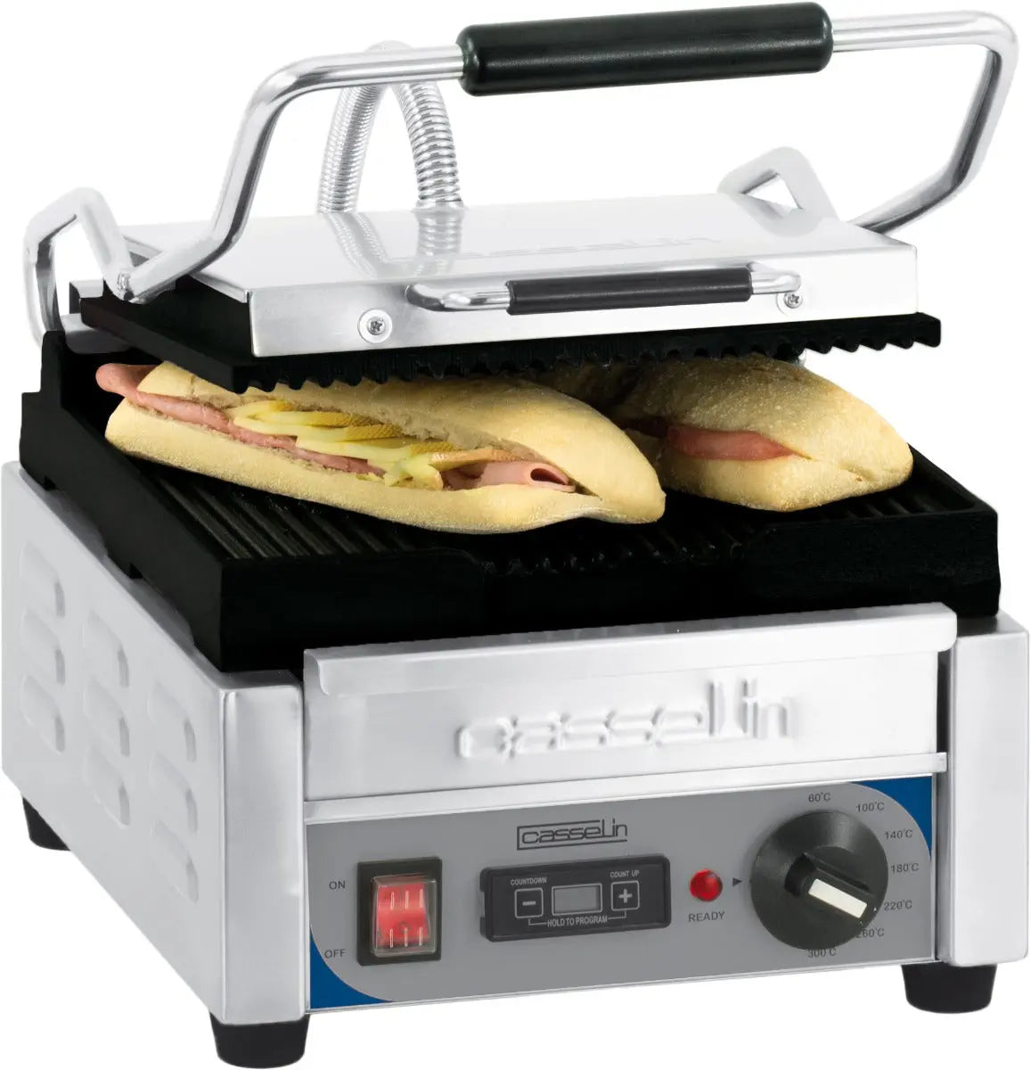 Grill Panini Petit Premium Rainurée - Rainurée avec minuteur Casselin