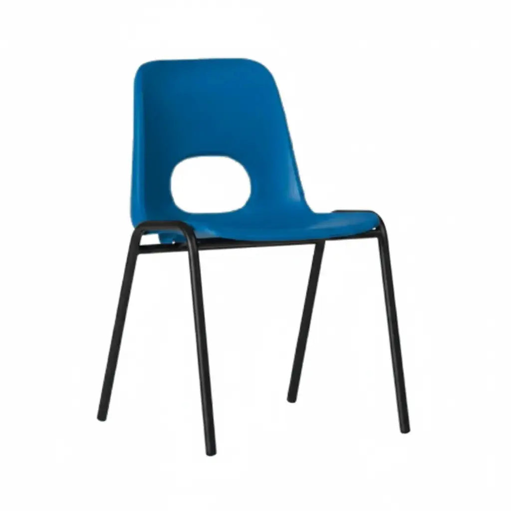 Chaise à coque empilable Bologne piètements noir, coque bleu