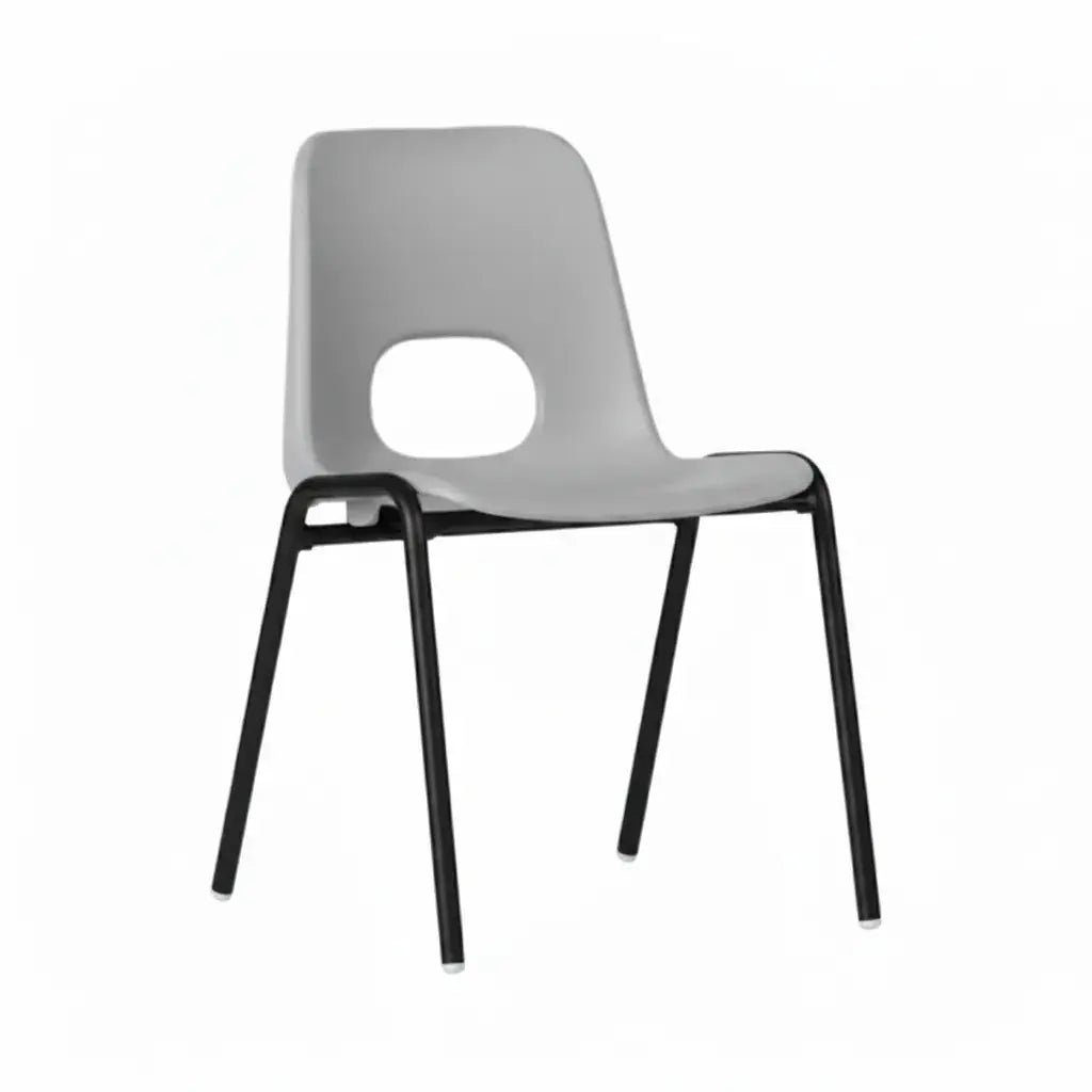 Chaise à coque empilable Bologne piètements noir, coque gris clair
