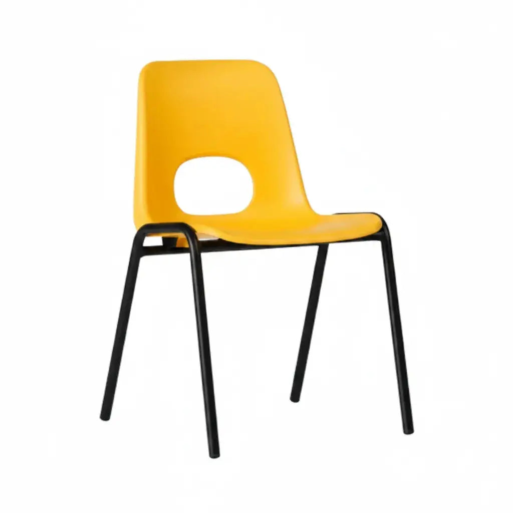 Chaise à coque empilable Bologne piètements noir, coque jaune