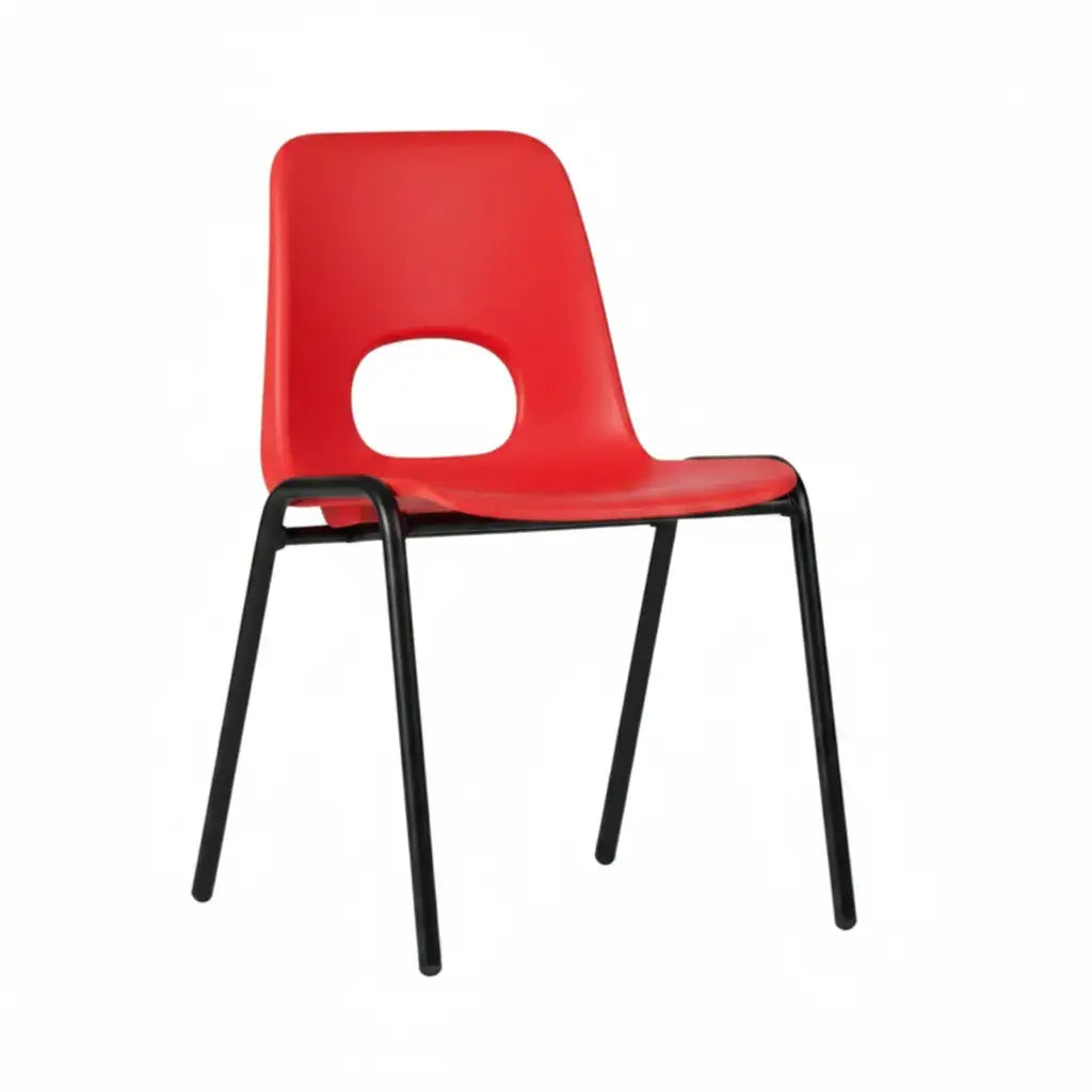 Chaise à coque empilable Bologne piètements noir, coque rouge