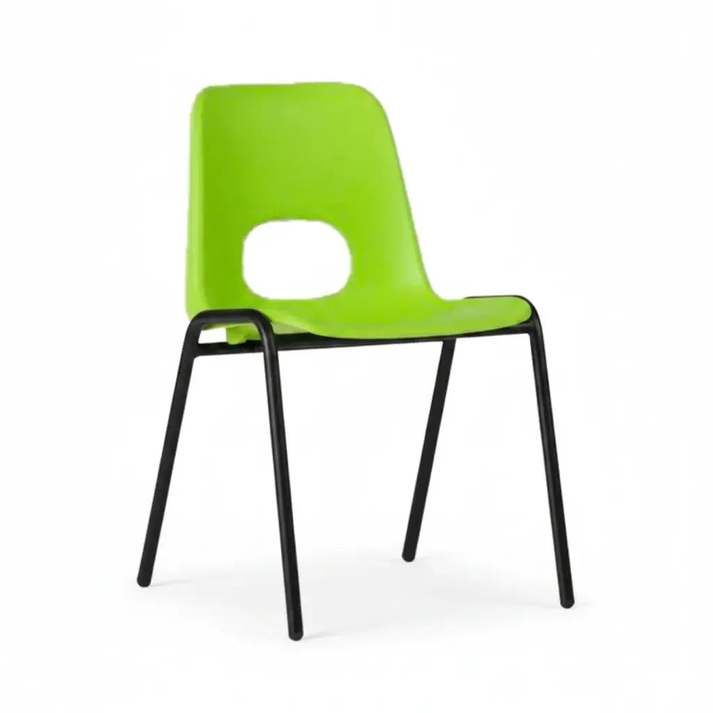 Chaise à coque empilable Bologne piètements noir, coque vert clair