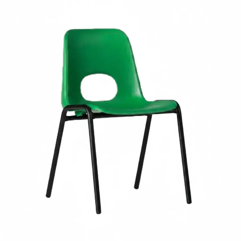 Chaise à coque empilable Bologne piètements noir, coque vert