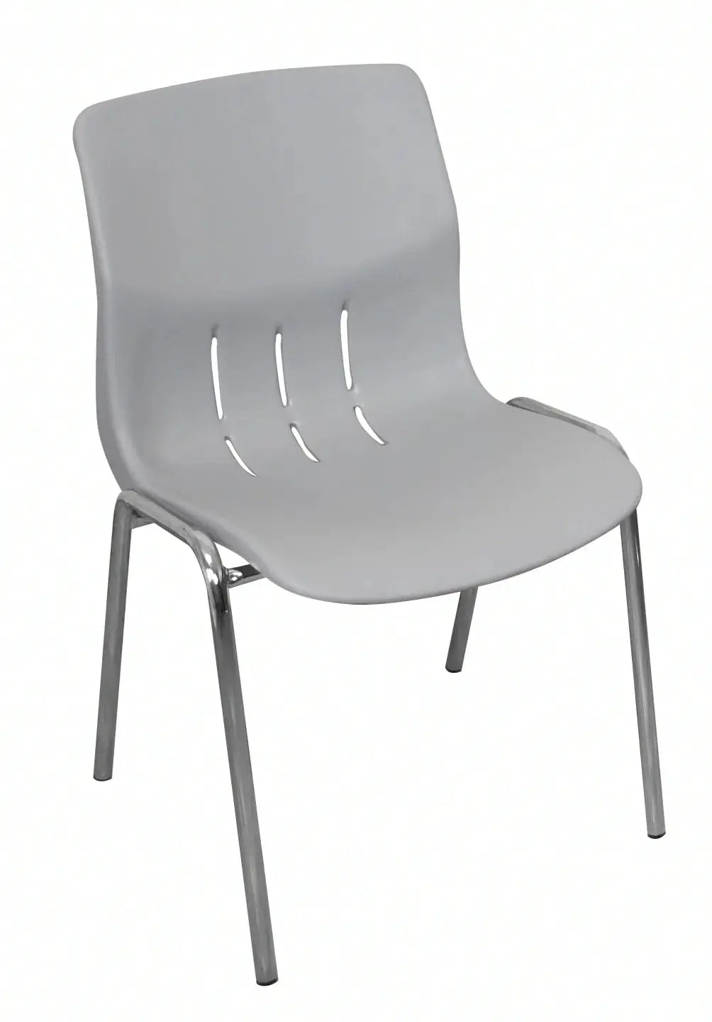Chaise empilable Kaline gris clair sur piétement chromé