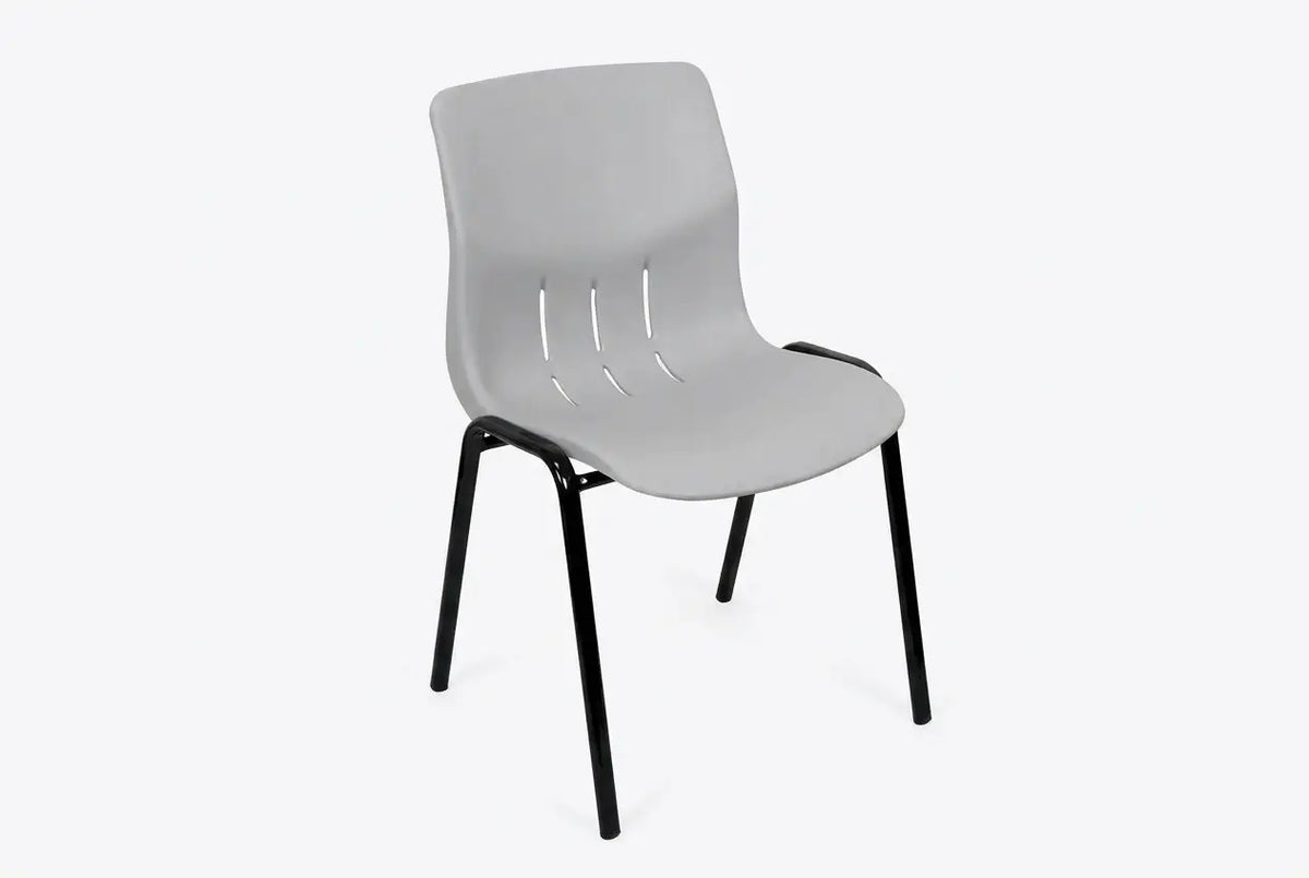 Chaise ergonomique Kaline gris clair sur piétement époxy noir