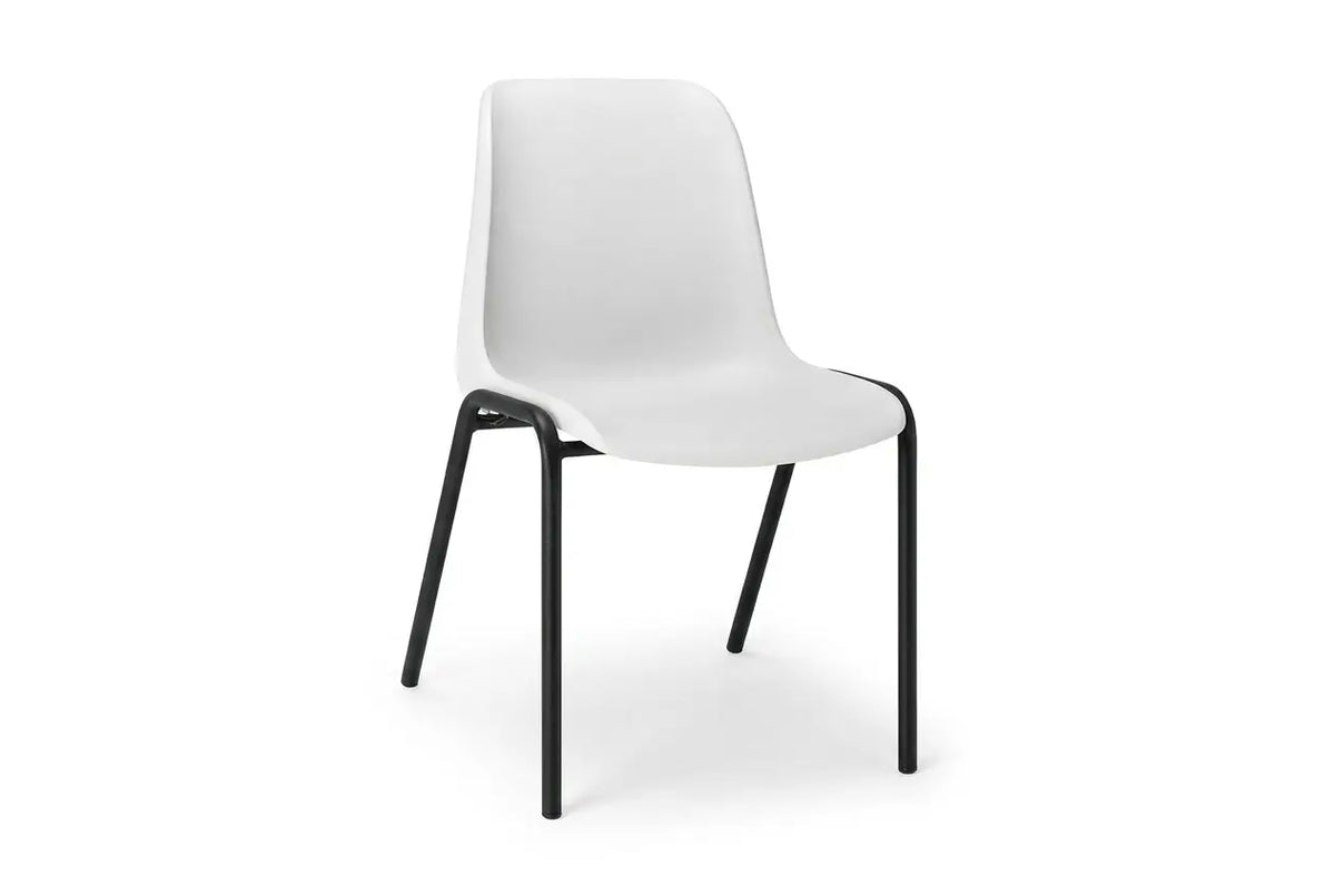 Chaise coque Hélène blanc RAL 9003, piétement noir