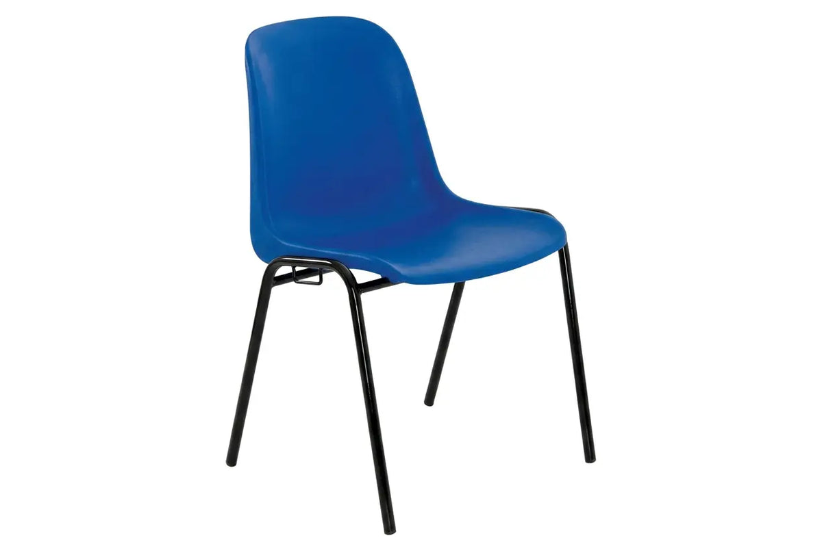 Chaise empilable Hélène coloris bleu RAL 5005 sur pieds noirs