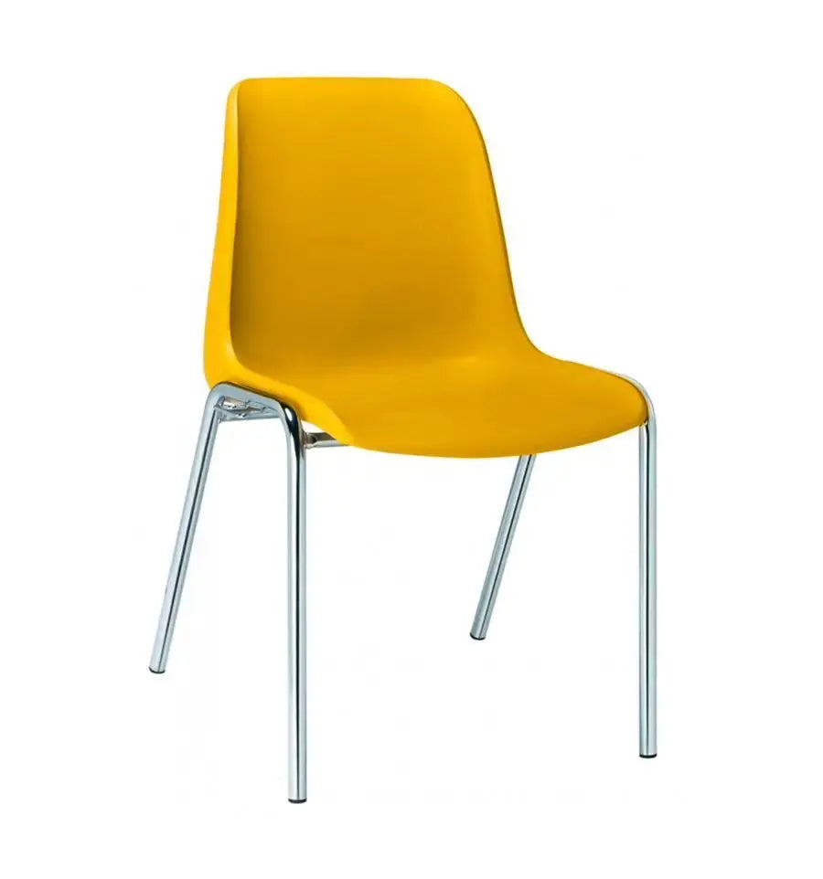 Chaise empilable Hélène coloris jaune RAL 1023 sur pieds chromés