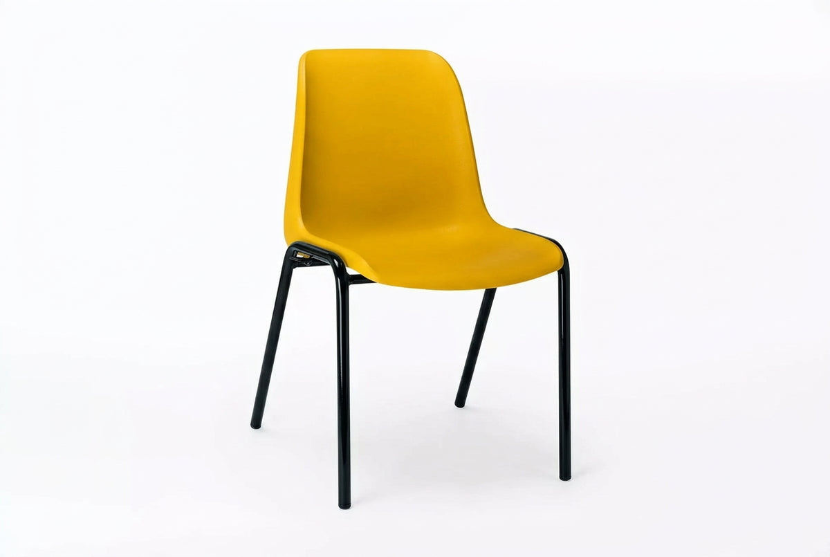 Chaise de collectivité Hélène jaune RAL 1023 avec piétement noir