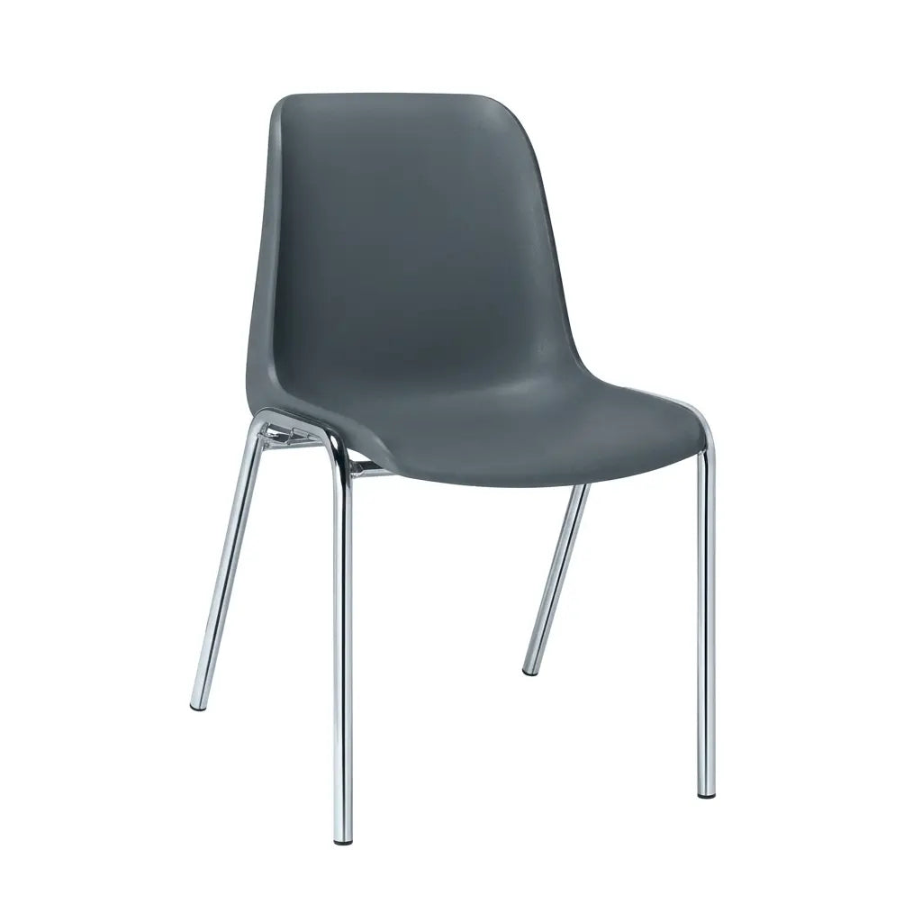 Chaise plastique Hélène coque gris ardoise RAL 7015, pieds chromés, M2 ou M4