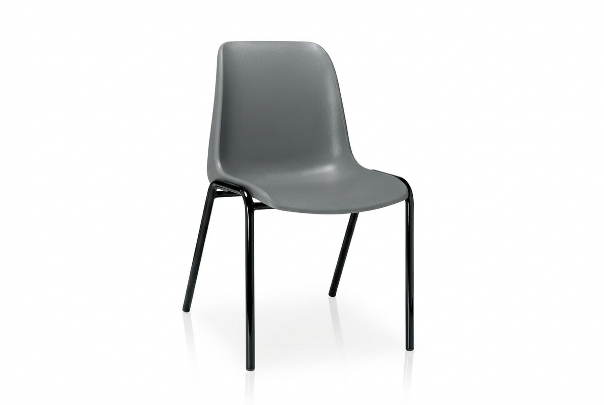 Chaise coque Hélène gris ardoise RAL 7015, piétement noir