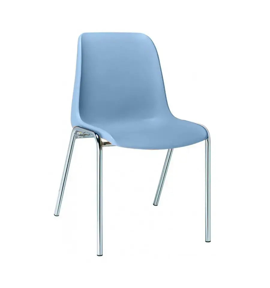 Chaise de collectivité Hélène bleu lavande avec piétement chromé