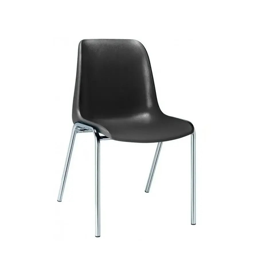 Chaise de collectivité Hélène noir RAL 9004 avec piétement chromé