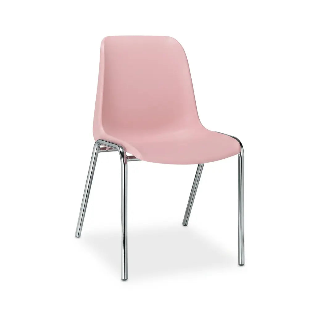 Chaise empilable Hélène coloris rose Pantone 698 U sur pieds chromés