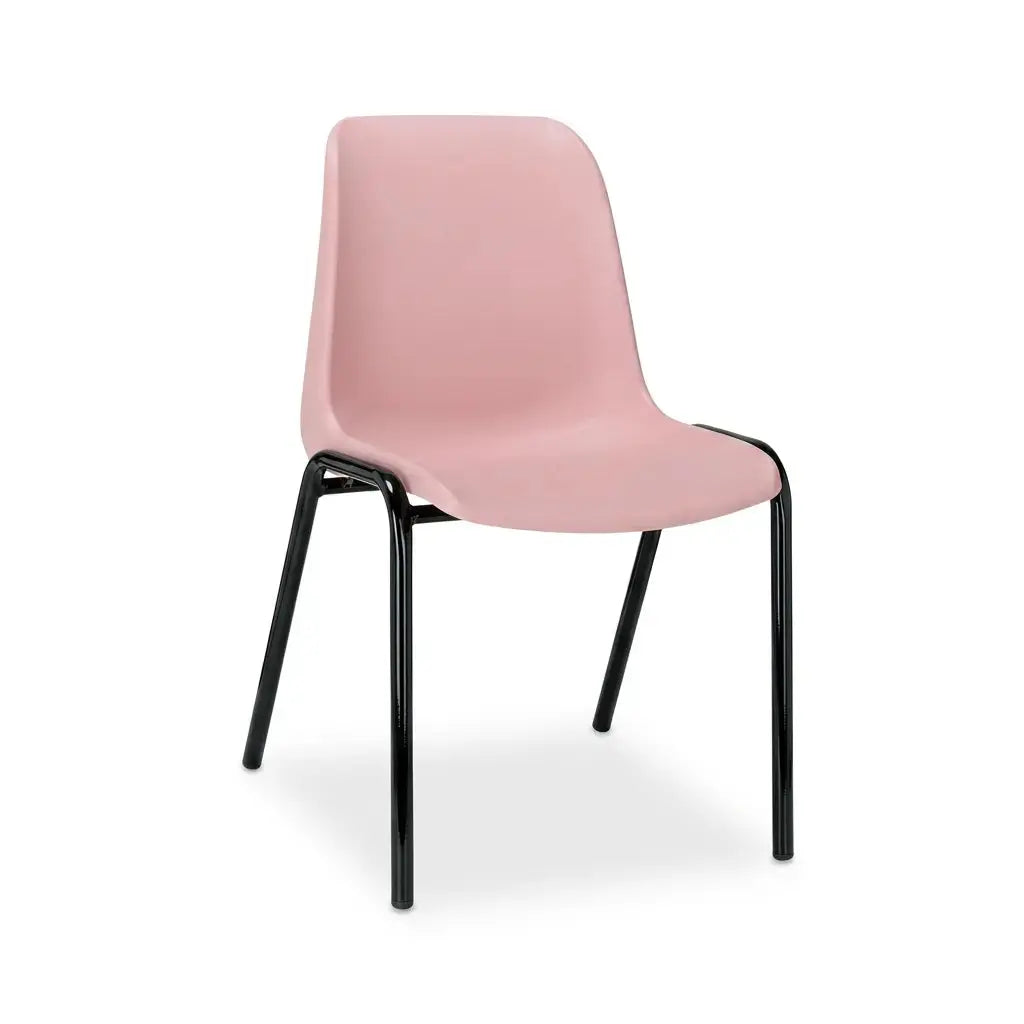 Chaise empilable Hélène Ø 22 mm, coque rose Pantone 698 U, piétement noir
