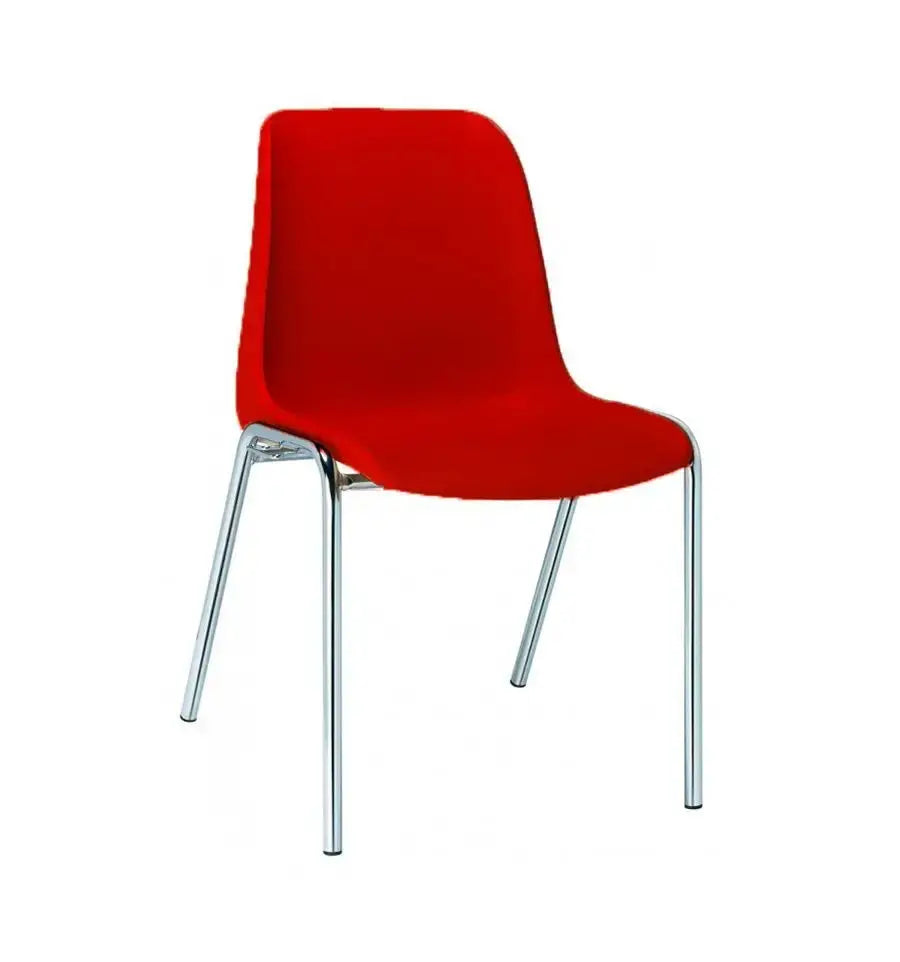 Chaise empilable Hélène coloris rouge RAL 3020 sur pieds chromés