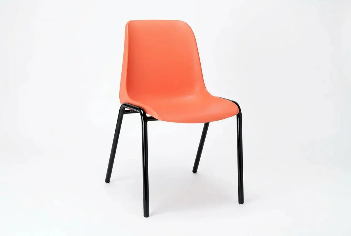 Chaise empilable Hélène M2 saumon, piétement noir, vendue par lots