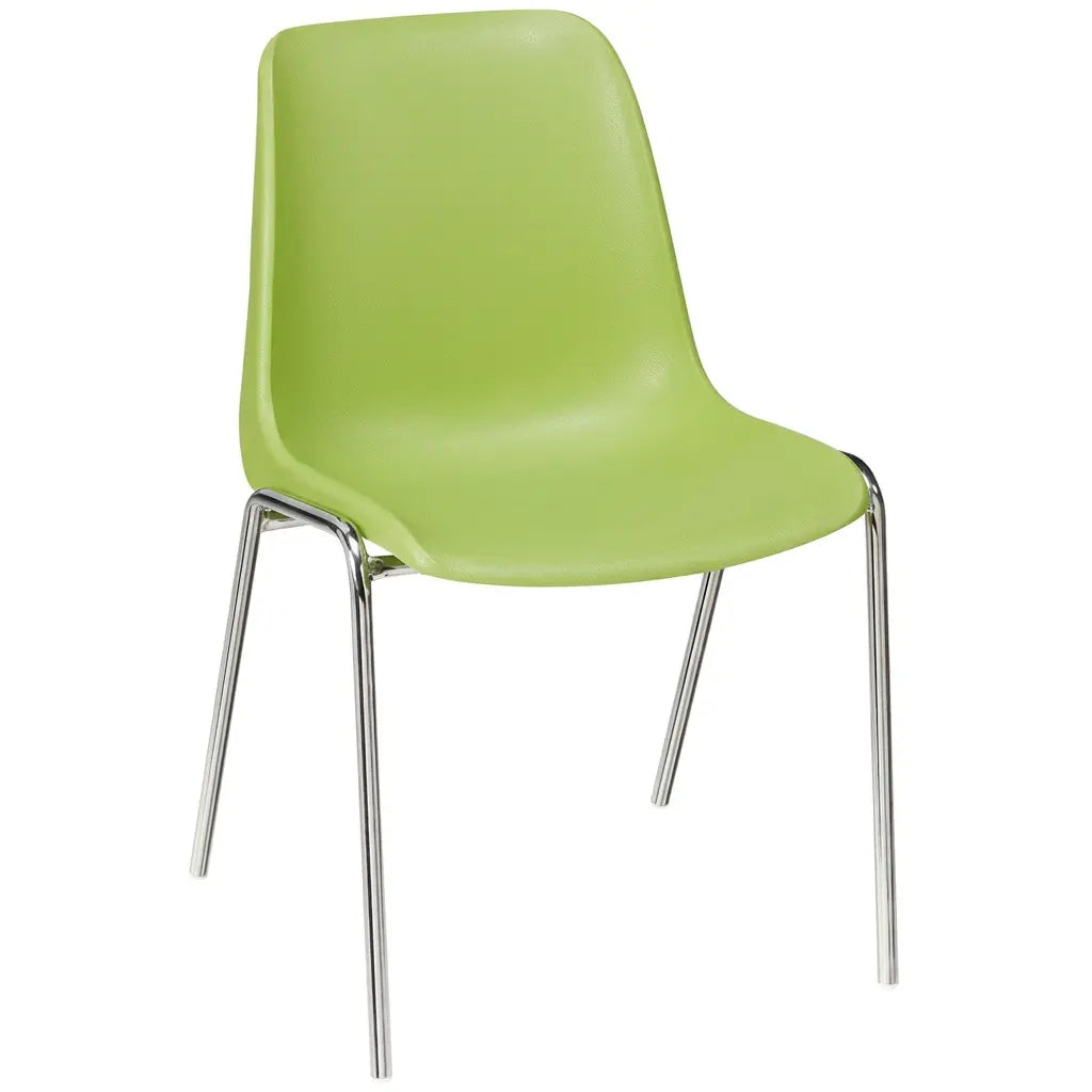 Chaise plastique Hélène coque vert pastel Pantone 367 C, pieds chromés, M2 ou M4