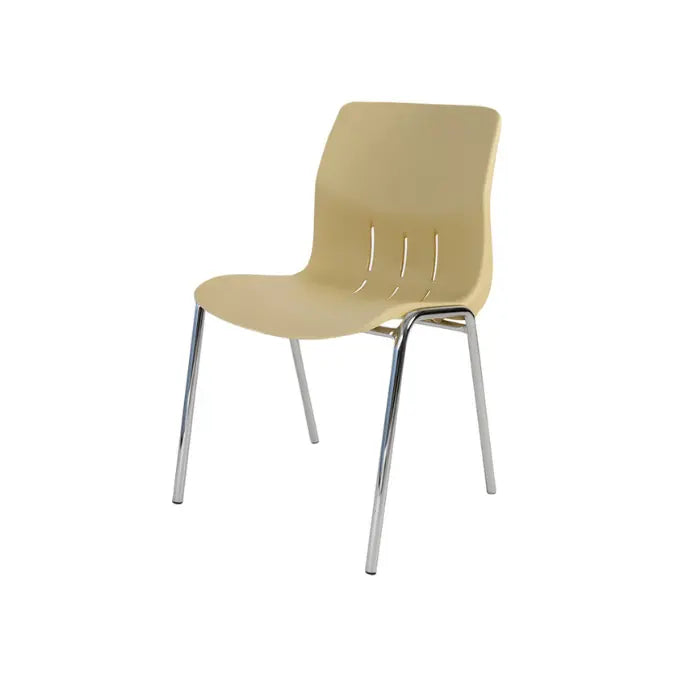 Chaise Kaline beige non accrochable M2, piétement chromé Ø 18 mm