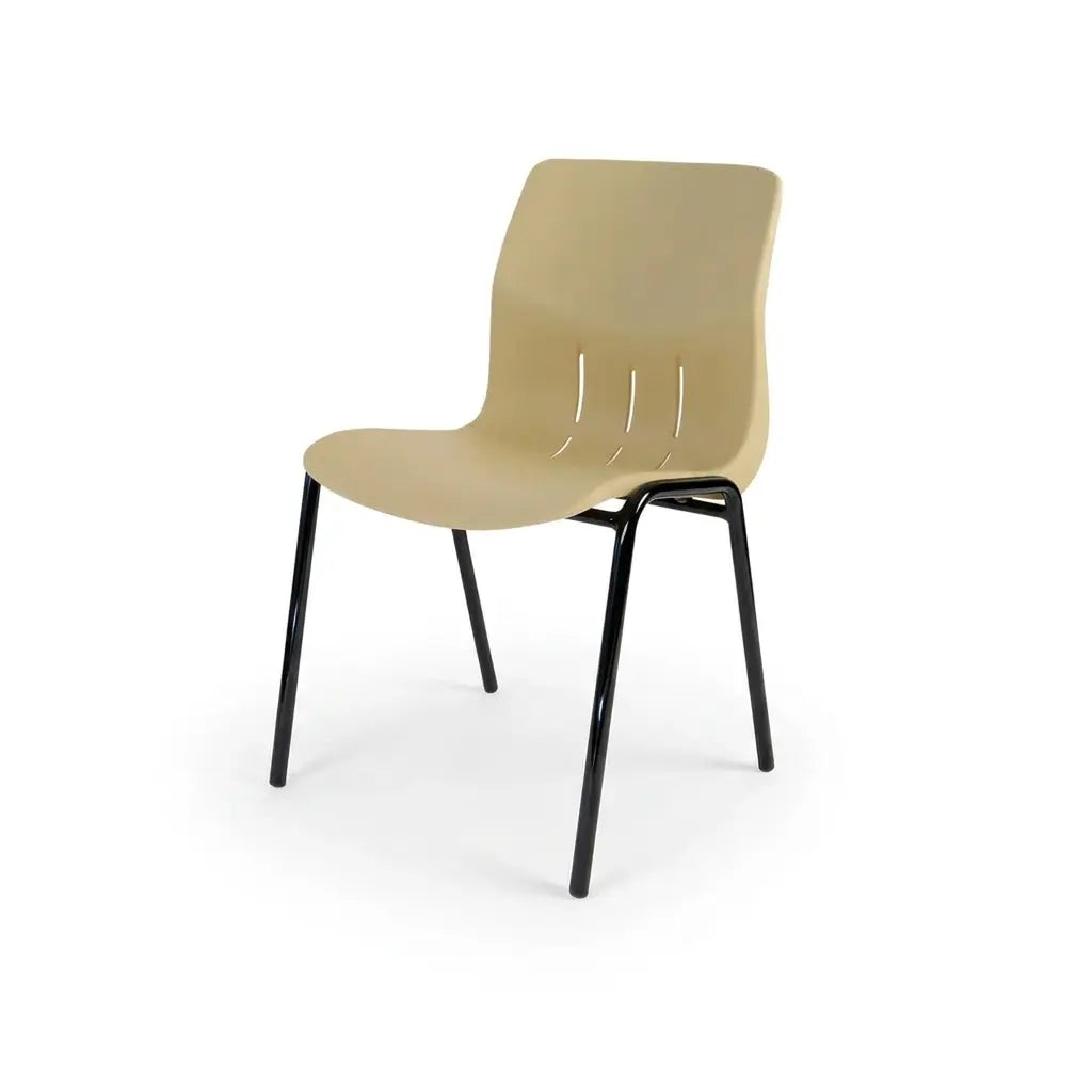 Chaise de collectivité Kaline beige sur pieds noirs Ø 18 mm
